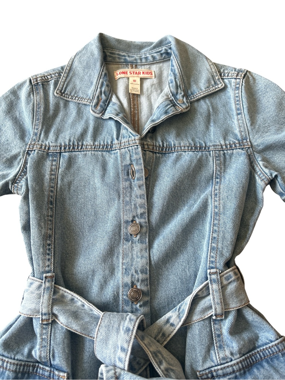 Lone Star Kids Light Blue Denim Shirt Dress with Belt - Picture 4 of 4